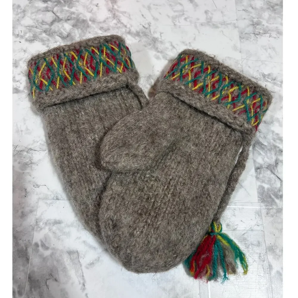 Lovikka Swedish Wool Tan Thick Mittens Bohemian Cottage Winter Warm Cozy Unisex